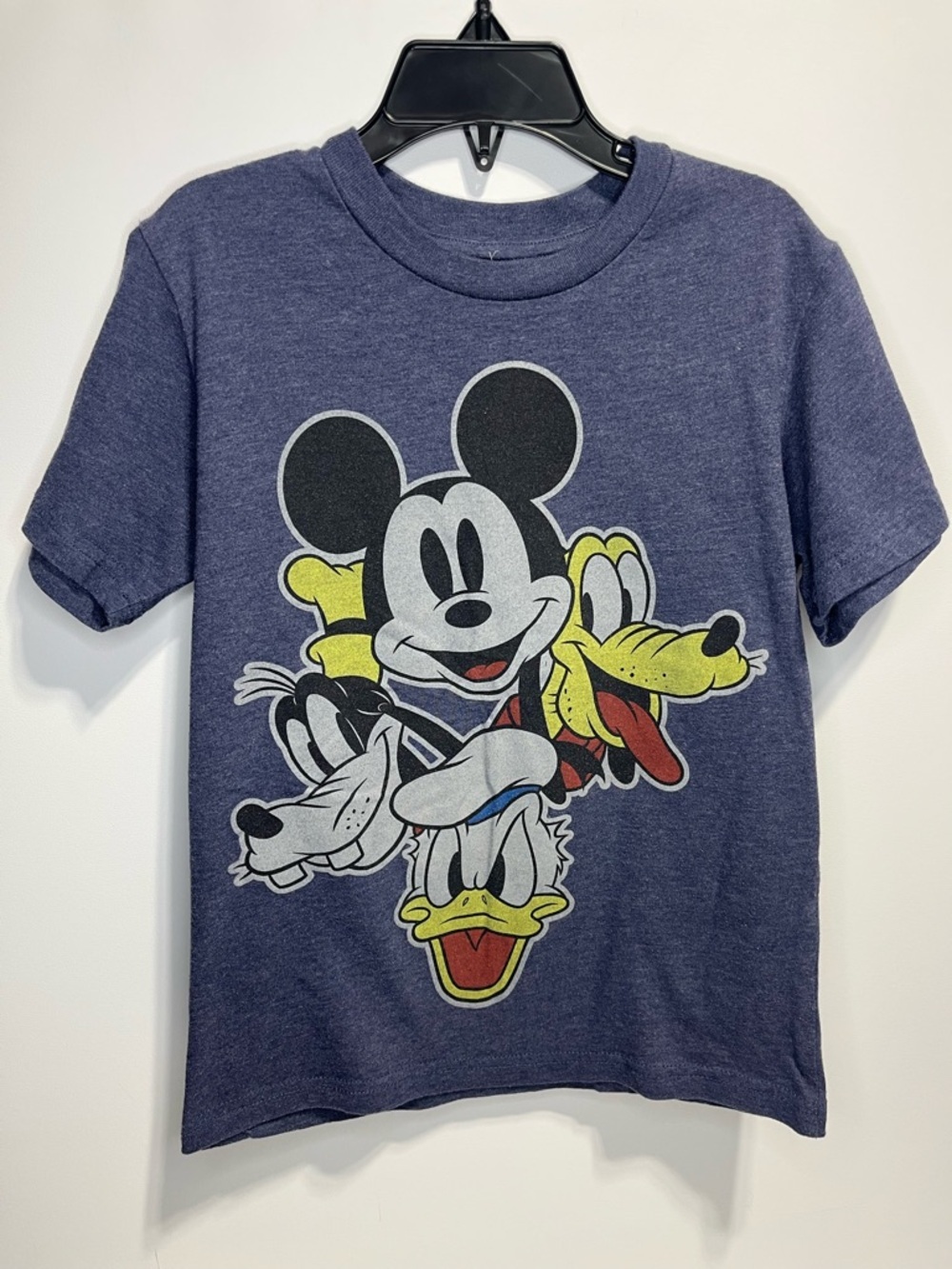Disney Navy Blue Kids Graphic Tee Small Mickey Donald Pluto Goofy